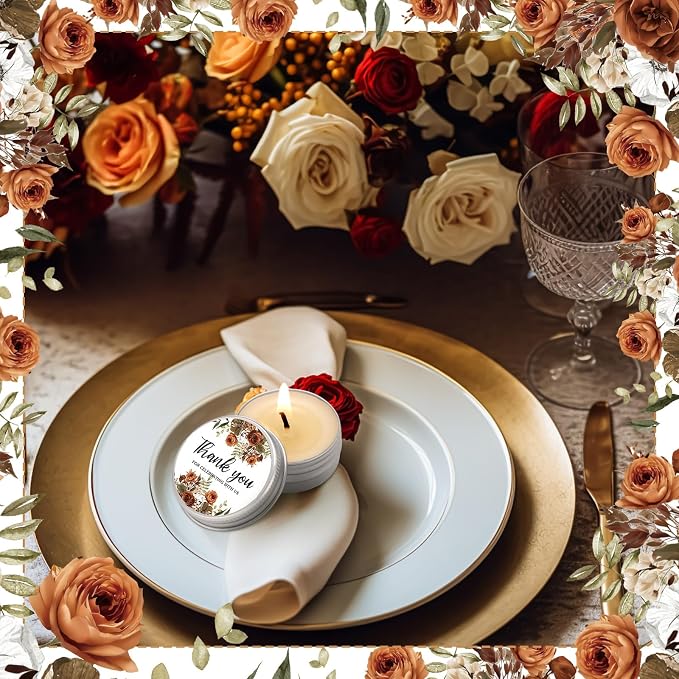 MTLEE 50 Pcs Wedding Candles Gift Favors for Guests 1 Oz Lavender Scented Soy Wax Aromatherapy Candle Favors for Bridal Shower Rustic Wedding Party Guests (Terracotta Floral)