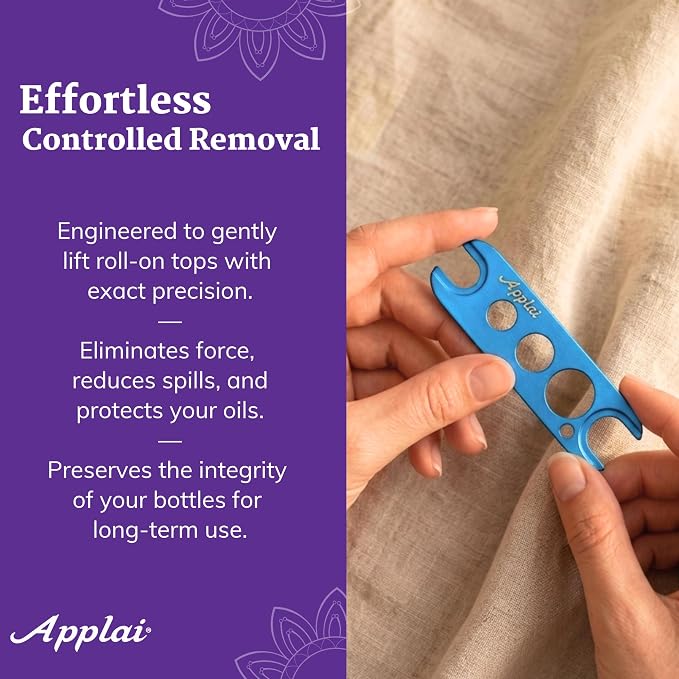 Applairelief - Roll-On Bottle Keys - Essential Oil Roller Ball Remover Tool - Precision Metal Cap Opener for Roller Bottles - Refillable Rollerball Aromatherapy Accessor - Blue