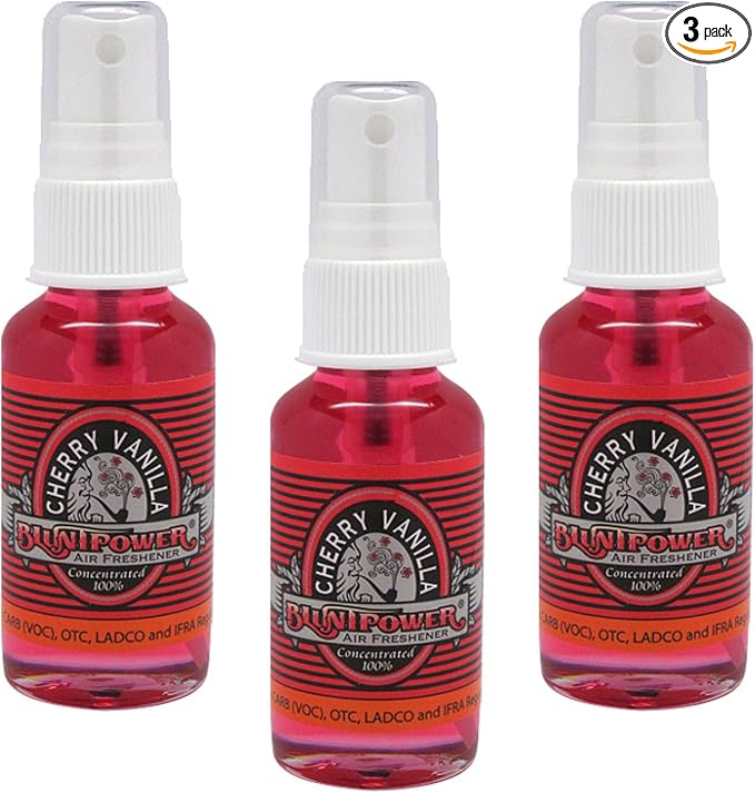 BluntPower (Cherry Vanilla, 3 Pack) Concentrated Air Freshener - Premium Oil Based Air Freshener Spray For Home and Car - Long-Lasting Bathroom Spray, Car Freshener, & Odor Eliminator Spray