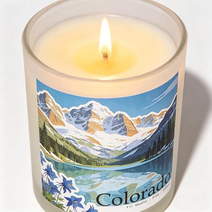 Colorado Summit Scented Candle, Fir Needle & Pine & Amber, Colorado Gifts, Colorado Souvenirs, Rustic Colorado Decor, 100% Soy Wax, 7OZ