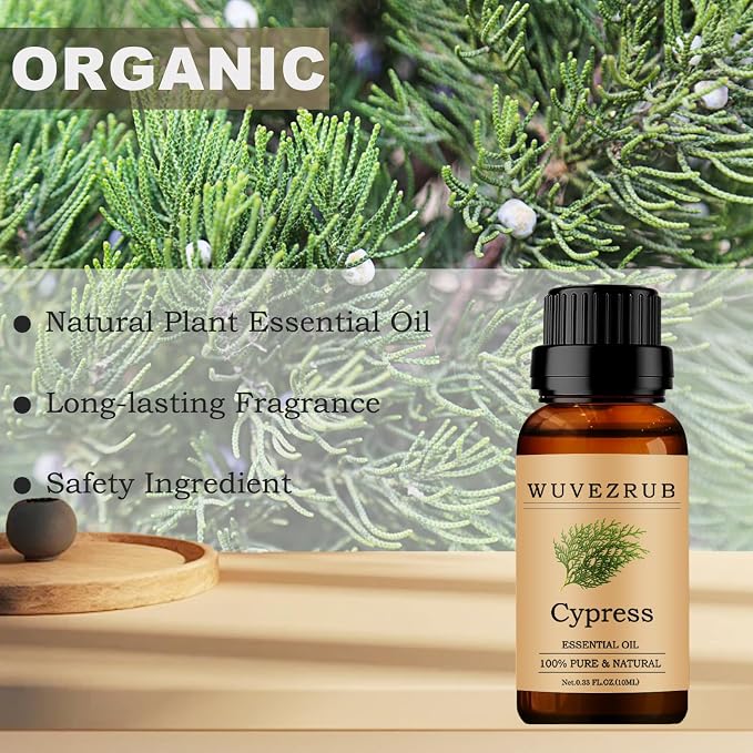 Cypress Essential Oils 10ML, 100% Pure and Natural Essential Oil for Aromatherapy Diffuser - 0.33 Fl Oz/Cypress