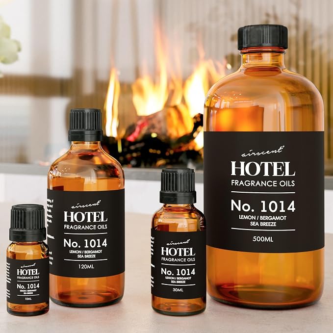AirScent Hotel Diffuser Oil No. 1014 - The Iconic 5-Star Hotel Coastal Blend - Lemon Bergamot Sea Breeze - 120 mL Hotel Diffuser Oil for Ultrasonic and Waterless Diffusers and Crafting