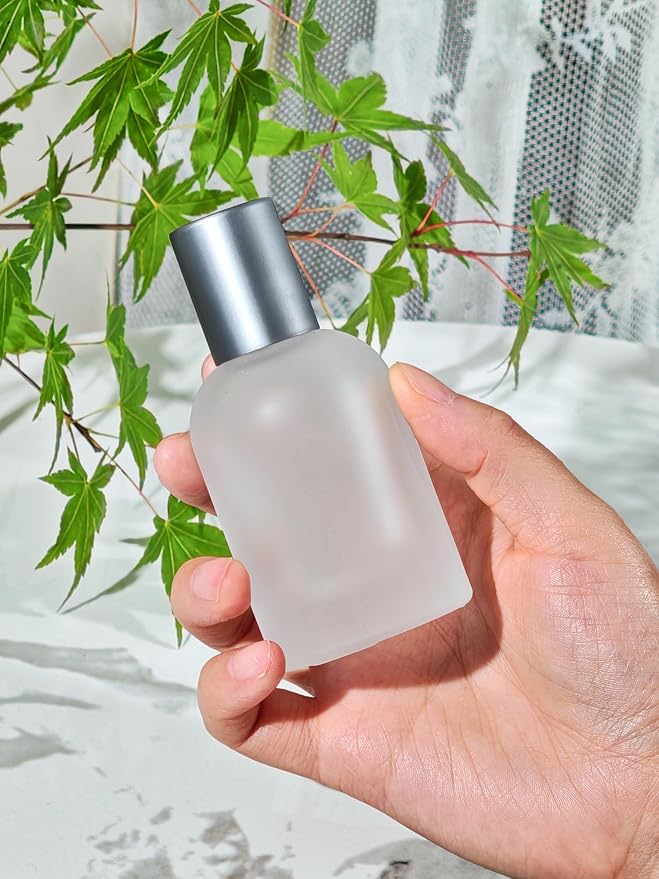 50ml/1.7 Oz Glass Spray Bottle Perfume Atomizer,Empty Travel Refillable Perfume Spray Bottle with 3 Kinds of Dispenser (Frosted Glass, 50ml)