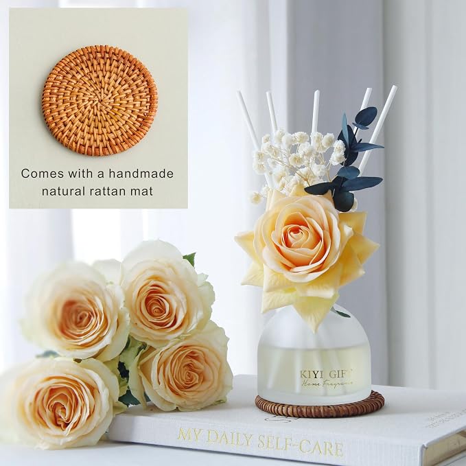 Reed Diffuser Set, 4.06 oz Scent Diffuser with 6 Sticks,Home Fragrance,Reed Diffuser for Bathroom Shelf Decor Gardenia White Tea