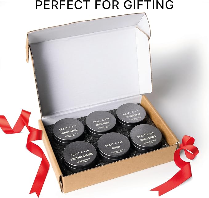 Craft & Kin Premium 6 Scented Votive Candles – Luxury Mini Natural Soy Scented Candle Gift Set with Assorted Scents – Room Decor and Aromatherapy – 15-20 Hour Burn Time Each