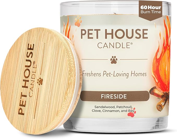 One Fur All Pet House Candles, Long Lasting, Clean Burning, Soy Wax Scented Candles for Pet Odor, Fireside
