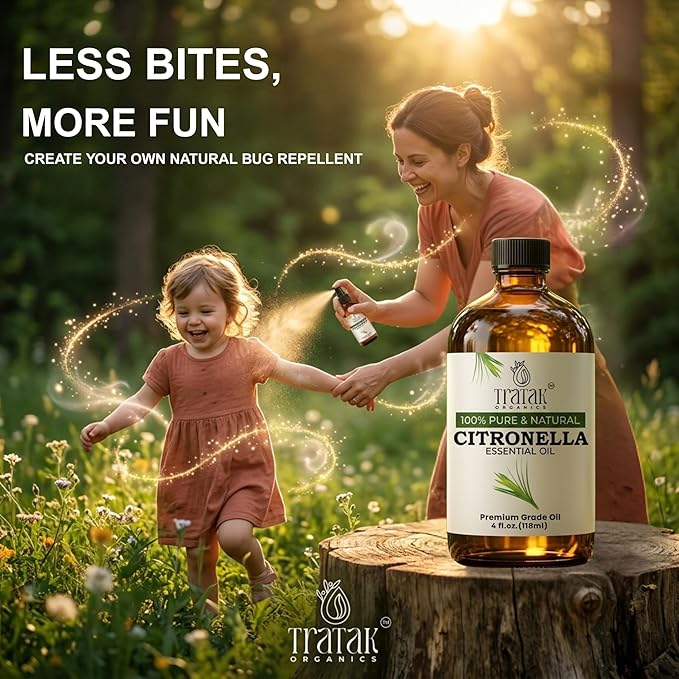 Citronella Essential Oil – 4 Fl Oz – 100% Pure and Natural Citronella Oil for Diffuser and Aromatherapy, Skin, Massage, Candle and Soap Making Fragrance - with Dropper