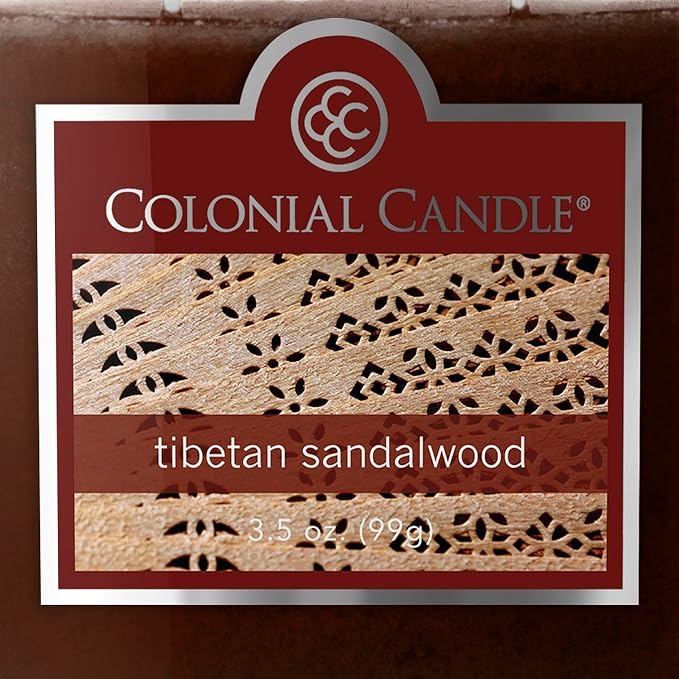 Colonial Candle Tibetan Sandalwood Scented Jar Candle, 2 Wick, 3.5 oz, Mottled Wax Candle