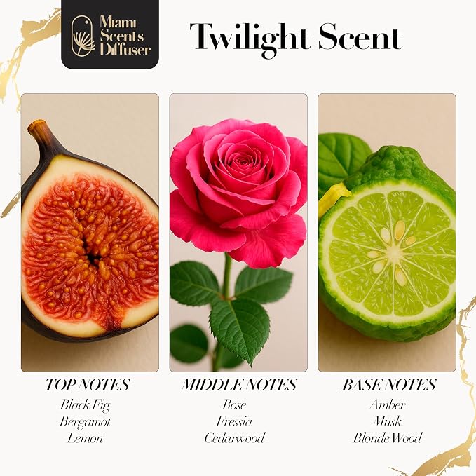Twilight After Hours Essential Oil Refill Luxury Hotel Inspired, Long Lasting Aroma for Home & Office Diffuser, 120ml Fresh Blend of Blonde Wood Rose and Black Fig, Scent for Wellness Aromatherapy.