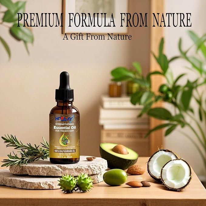 Hair Oil for Normal to Medium Hair - Weightless Scalp & Hair Serum with Rosemary, Biotin & 25+ Botanicals - Smooths Frizz, Soothes Scalp, Adds Shine for Thinning Hair - For Women & Men, 60ml