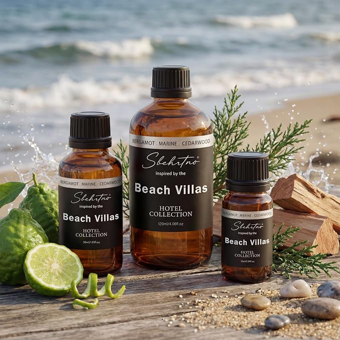 Hotel Collection Diffuser Oil – Inspired by The Beach Villas Hotel Scent, Marine Notes & Cedarwood– for Essential & Waterless Diffusers (0.34 Fl Oz (Pack of 1))