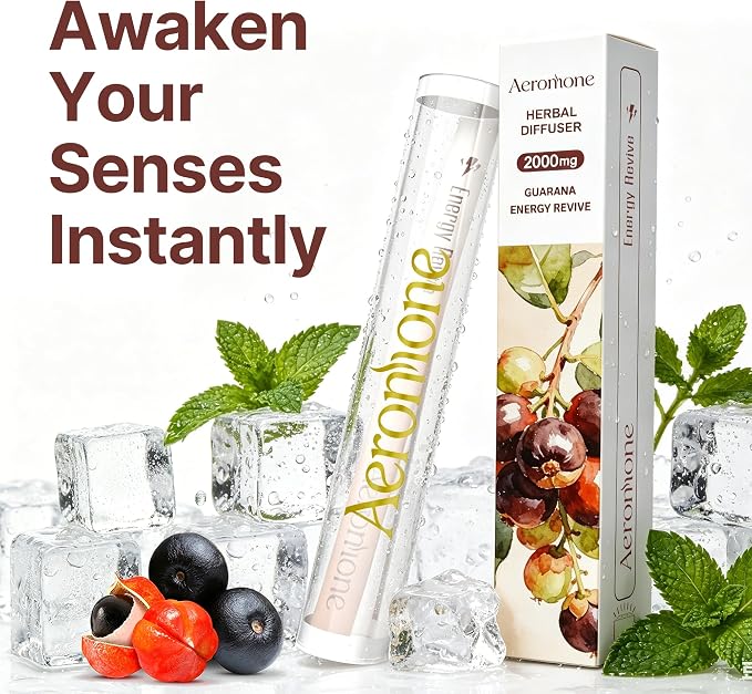 Guarana & Peppermint Essential Oil Ambient Scent Diffuser - 2 ml | Enjoy 2000mg pure botanical blend for mindful relaxation. Pocket-sized, passive natural fragrance for daily wellness & focus.