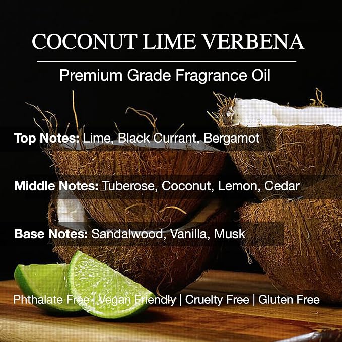 Daniella's Candles Coconut Lime Verbena Reed Diffuser Refill Oil, 3.4oz/100ml, Premium Fragrance Oil, Home Fragrance, Long Lasting Oil for Reed Diffuser