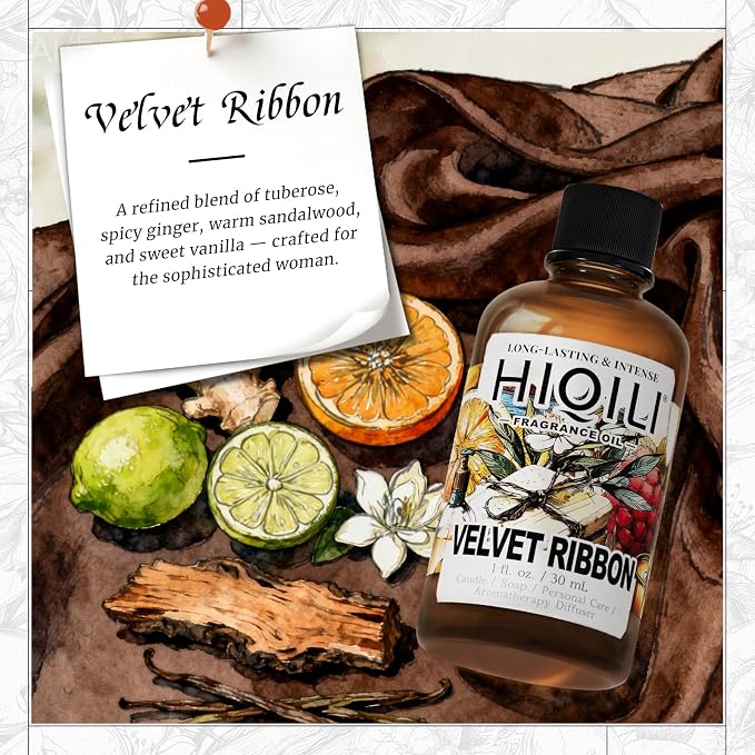 HIQILI Velvet Ribbon Fragrance Oil - Rich Floral Scent with Jasmine, Vanilla & Tuberose for Diffusers, DIY - 1 Fl Oz