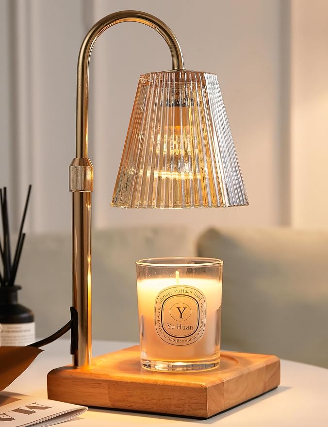 Candle Warmer Lamp with Timer, Dimmable Candle Warmer for Home Decor, Birthday Gifts for Women Mom, Adjustable Height Wax Melt Warmer with 2 Bulbs