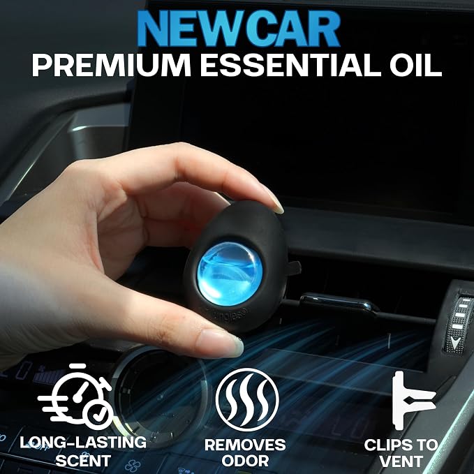 Air Jungles Car Air Freshener Vent Clip 3 Count (Pack of 2), New Car Scent, 4 ml Each, Long-Lasting Car Odor Eliminator, Easy Clip-On, Up to 180 Days Freshness for Cars, Trucks, and SUVs