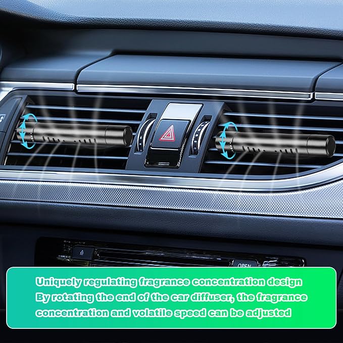 4 Pack Car Air Fresheners Vent Clips Diffuser Vent Clip for Cylindrical Essential Oil with 40 Refill Sticks Scents Diffuser for Kitchen Bathroom Pet Houses(Black)