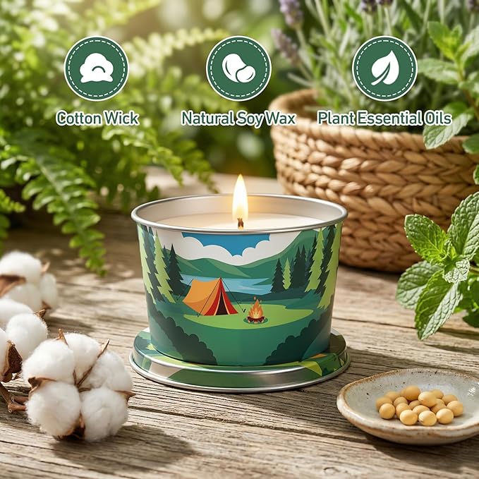 Citronella Candle for Outdoor 9 Pack, 2.2oz Citronella Scented Candles for Outdoor Camping, Natural Soy Wax with Essential Oils, Portable Tin for Patio Backyard Hiking