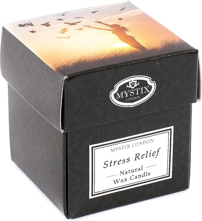 Mystix London | Stress Relief - Scented Candle Small 8cl | Best Aroma for Home, Kitchen, Living Room and Bathroom | Perfect as a Gift | Reusable Glass Jar