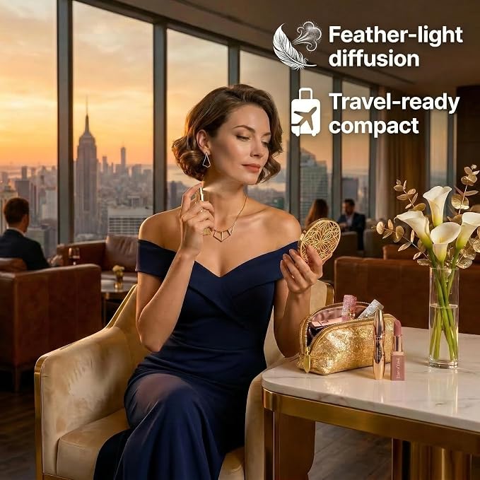 Luxury Travel Perfume Bottle Refillable 5ML, Leak-Proof Perfume Atomizer with Bottom Fill, Portable Mini Travel Size Cologne Sprayer for Men & Women, TSA Approved Empty Spray Bottles for Fragrance