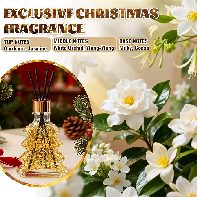 JAOJAO Reed Diffusers, Reed Diffuser Set Gardenia Scent with Gold foil for Bedroom Living Room Bathroom Office Home Long-Lasting Fragrance Aromatherapy Oil for Gift, 100ml