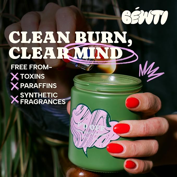 Lemon Jasmine Candle for Energy & Focus – Highly Scented Soy Wax Aromatherapy Candle, Non-Toxic Gifts for Women & Men, Long-Lasting Home Candles, 8 oz | Mood Candles by BÉWTI