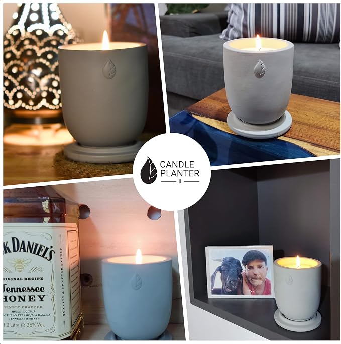 Concrete Cement Candle Planter - Aromatherapy Candles for Home Scented, Soy Candles - Scented Candle & Dual Purpose Jar Candles, Strong Scented Candles - 8 Oz, 50-Hour Burn