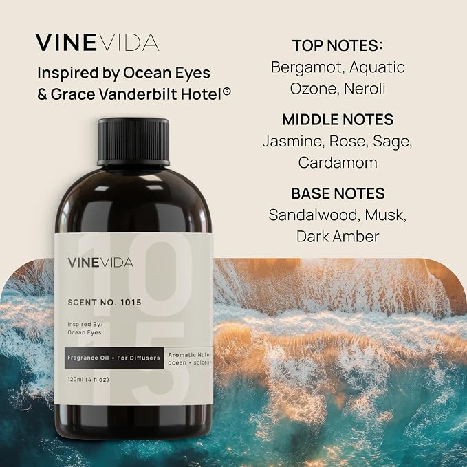 VINEVIDA (16oz) Hotel Fragrance Collection Diffuser Oil - Hotel Scents Diffusers for Home - Cold Air Diffuser Oil - Hotel Scent Essential Oil - Scent No.1015 Inspired by Grace Vanderbilt Hotel
