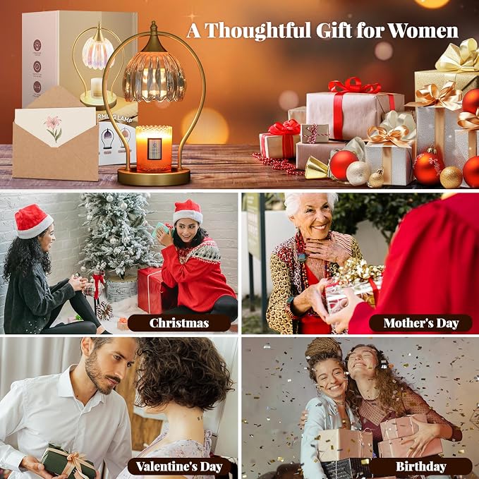GOODBUY Candle Warmer Lamp with Timer Dimmable: Electric Candle Warmer Birthday Gifts for Women, Mothers Day Gifts for Mom, House Warming Gifts New Home Decor Wax Warmer for Jar Candles with 2 Bulbs