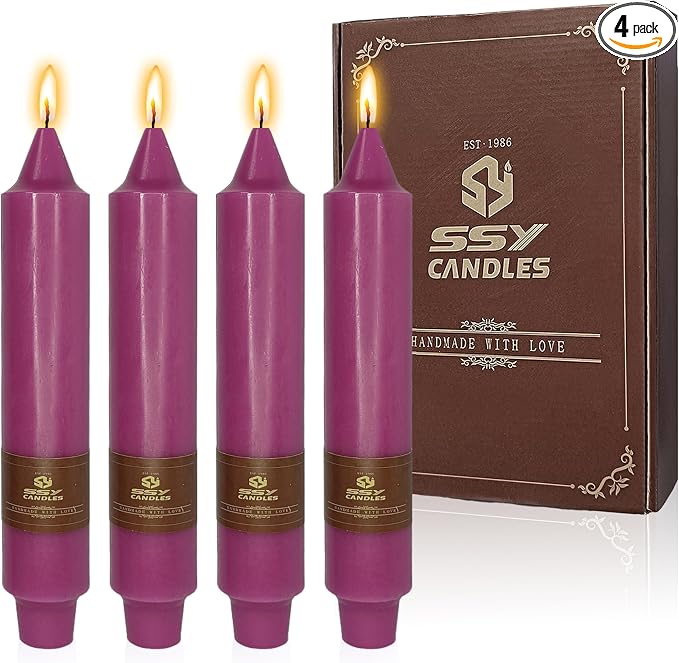 4 PCS Purple Candlesticks 7 inch Small Taper Candles Stick Candles Unscented Tapered Candlestick for Wedding Party Home Décor Candles Advent