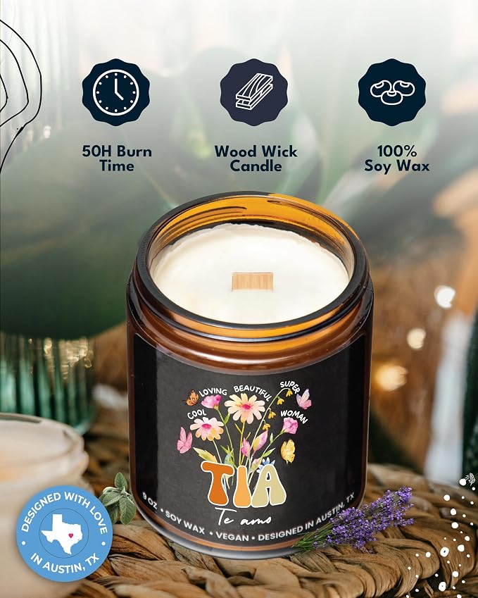Tia Candle, Regalos para Tia De Sobrina y Sobrino, Gifts from Nephew, Presents from Niece, Best Aunt Ever Gifts, Gift for Aunt in Spanish, Birthday, Christmas, Gift Ready