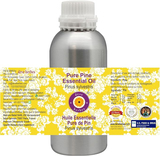 Deve Herbes Pure Pine Essential Oil (Pinus sylvestris) Steam Distilled 630ml (21 oz)