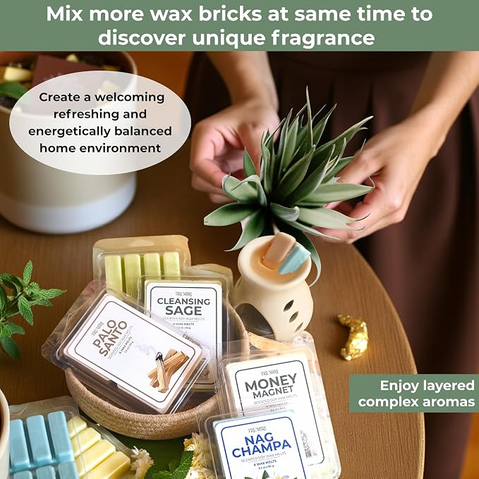 Scented Wax Melts Variety Pack Palo Santo|Cleansing Sage|Money Wealth|Nag Champa - Made With Non Toxic Soy Wax And Essential Oils - Long Lasting Strong Scent Pet Safe Candle Wax Cubes For Warmers