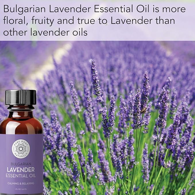 Pure Body Naturals Bulgarian Lavender Essential Oil by Pure Body Naturals, 1 Fluid Ounce - 100% Pure, Independently Tested, Therapeutic Grade Lavender Essential Oil for Diffuser Aromatherapy