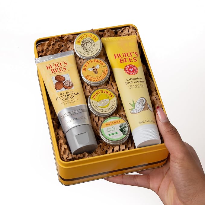 Burt's Bees Valentine's Day Gifts Ideas - Classics Set, 6 Products in Giftable Tin, Cuticle Cream, Hand Salve, Lip Balm, Res-Q Ointment, Hand Repair and Foot Cream