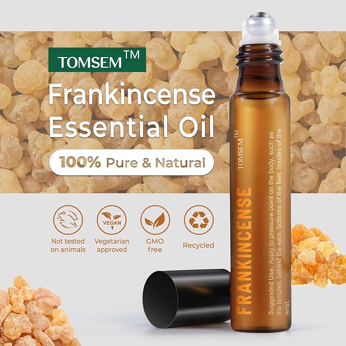 Spanish Frankincense Oil Roll On, Premium Pure & Natural Aromatherapy Frankincense Essential Oils, Versatile Aromatherapy Rollerball for Skin, Mind & Body - 10ml/0.33 Fl Oz
