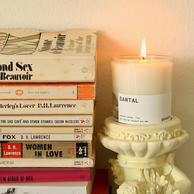 Goodies Premium Santal Scented Candle 3-Pack – Luxury Coconut Soy Wax Blend (11oz Each) – 180-Hour Total Burn Time – Warm Sandalwood, Cardamom & Cedarwood