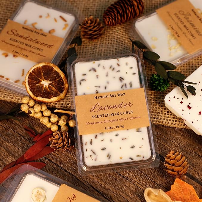 SCENTORINI Wax Melts, Premium Wax with Essential Oil, Natural Dried Flower, Rose, Lavender, Jasmine, Scented Wax Melts, 70.9g x 3, for Women/Men
