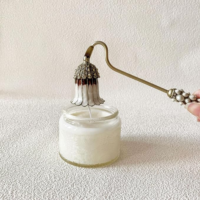 Candle Snuffer, Unique Candle Extinguisher Snuffer, Decorative Candle Extinguisher Metal Candle Tool (White Flower)