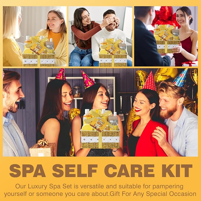 Coconut Almond Spa Gift Basket for Woman Man, 20Pcs Bath & Body Set | Gift For Women & Men, Home Spa Kit, Bath and body Self Care Gifts for Christmas, birthday, holiday gifts