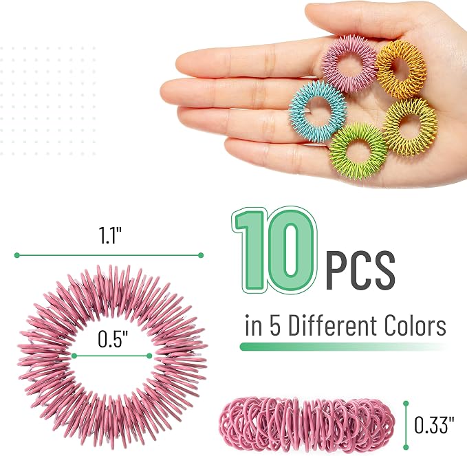 Mr. Pen- Spiky Sensory Rings, 10 Pack, Colorful | Stress Relief Fidget Sensory Toys, Fidget Ring for Anxiety, Massager, Individuals with BFRB, ADHD and Attention Disorder