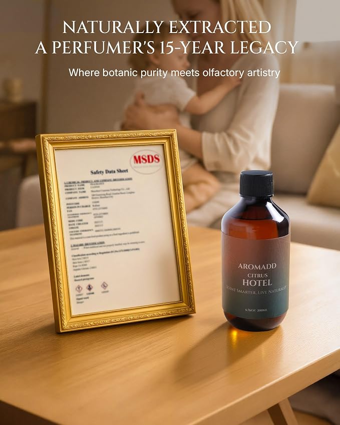 Aromadd Citrus Hotel Diffuser Oil Inspired by Luxury Hotel Scent, Premium Fragrance Oils for Waterless Diffuser, Luxury Lemon & Bergamot, Long-Lasting Home Fragrance - 6.76 fl oz (200 mL)