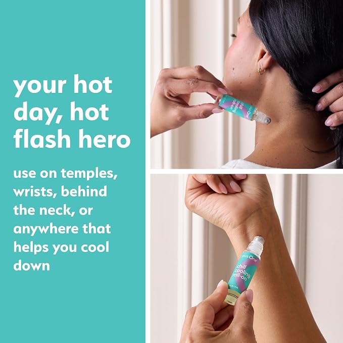 plusOne Chill Cooling Roll-On – Instant Hot Flash Support with Peppermint, Menthol & Ashwagandha – Aromatherapy Essential Oil Blend for Stress & Cooling Refreshment - 0.33 fl oz | Instant Hot Flash Support with Peppermint, Menthol & Ashwagandha, Essent...