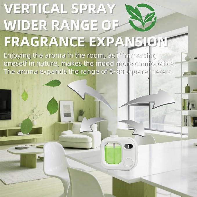 Waterless Essential Oil Diffuser - Smart Essential Oil Diffuser for Large Rooms Bathrooms Hotels and Offices Cordless 360° Aroma Diffuser with 5 Mist Levels Perfect for Home and Car