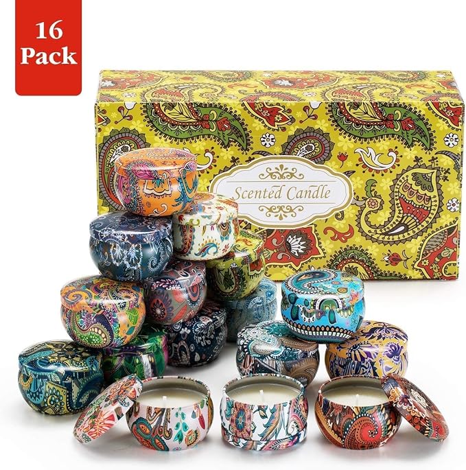 YOROXRG Set 16 Pack Scented Candles Gifts Soy Wax Travel Tin Jar Candles for Home 2.5 OZ Scented Candles for Mom for Christmas, Birthday, Thanksgiving, Mother's Day…