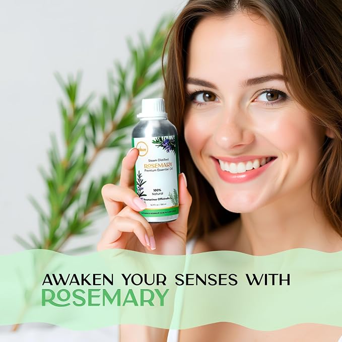 My ACE Rosemary Essential Oil 16 Fl Oz - 100% Pure & Natural - Premium Grade for Aromatherapy, Diffuser, Skin, Hair, Massage, Candle, Soap Making, Home - Glass Bottle with Dropper - Long Lasting Scent