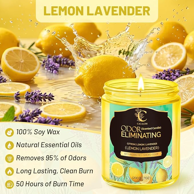 Lavender Odor Eliminating Candles, Pet Scented Candles for Home, Single Wick Soy Candle Gifts for Women, Men, Ideal for Creating Relaxing Atmosphere, Over 50 Hours of Burn Time