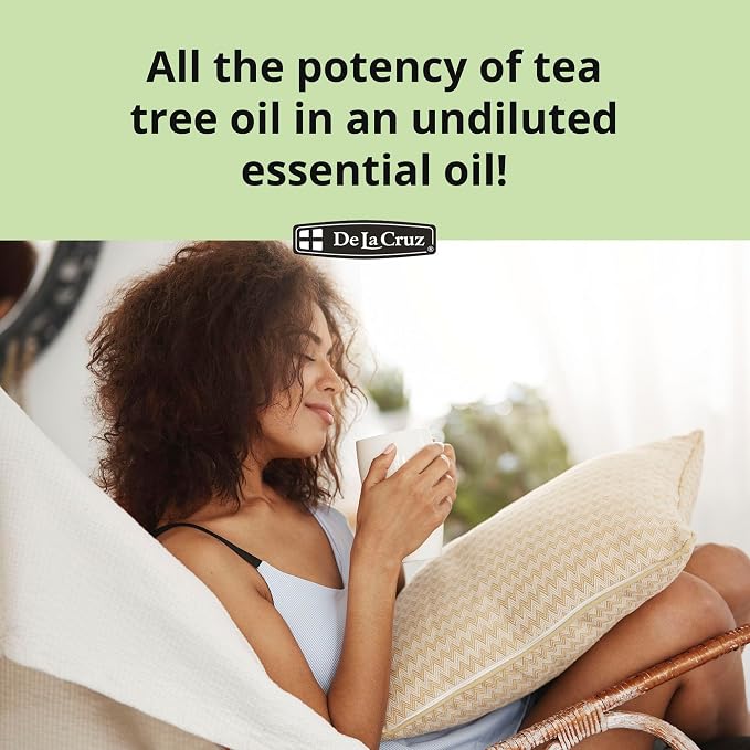 De La Cruz 100% Pure Tea Tree Oil - Steam Distilled Tea Tree Essential Oil for Aromatherapy - 1 FL OZ (2 Bottles)