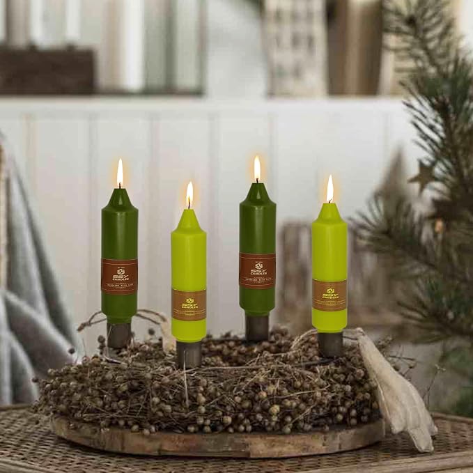 Olive Green & Grass Green Candles 5 inch Short Candle Unscented Taper Candles Ideal as Dinner Candles Smokeless Long Burning Candlesticks for Weddings Dinner Party Home Decor