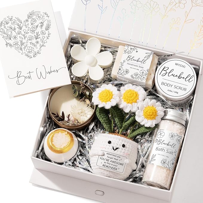 Spa Gifts for Women Bath Gift Set, BlueBell Spa Gift Baskets Home Bath Set Self Care Kit Care Package Thank You Birthday Mothers Day Easter Gifts for Women Her Mom Best Friends Sister Teen Girl Wife